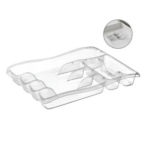 Organizator tacamuri si ustensile de bucatarie 6 compartimente pentru sertar Koken, suport pentru cutite 38.5x29x5cm, Plastic/Transparent 145168088 - Depozitare și organizare