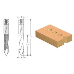 Burghiu CMS gauri strapunse coada cilindrica aplatisata surub reglaj D6x27x57.5 Z2 STG 145168728 - Burghie