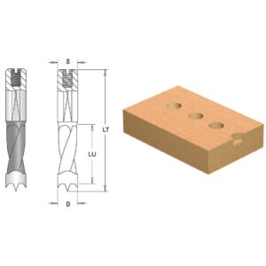 Burghiu CMS gauri infundate spira rectificata coada cilindrica aplatisata D 8X43X70 Z2+2 STG. 145169986 - Burghie