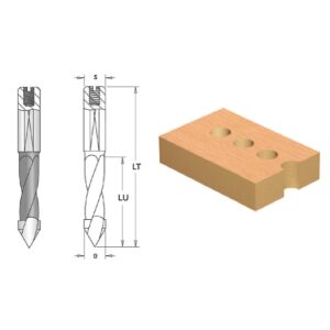 Burghiu CMS gauri strapunse coada cilindrica aplatisata surub reglaj D5x27x57.5 Z2 DR 145170794 - Burghie