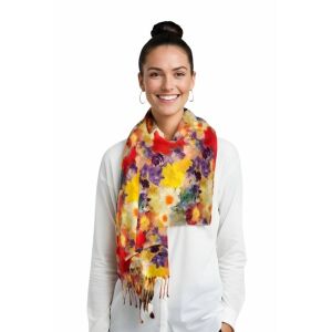 Fular casmir dama F, rosu/galben, 180 x 70 cm 145172255 - Accesorii pentru femei