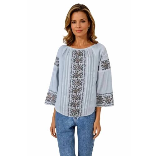 Női blúz B23, sima fehér/szürke , méret 2XL 145173040 - Divat és öltözködés