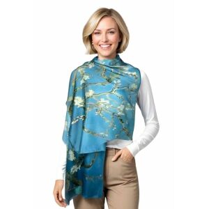 Esarfa tip sal ED, Dacali, bleu/alb, 185x90cm 145173592 - Accesorii pentru femei