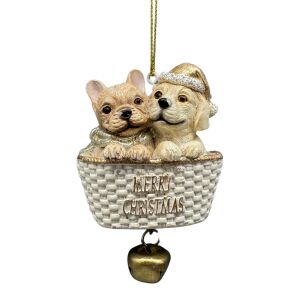 Fehér arany dísz karácsonyi kutyák 8cm