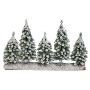 Dekoratív havas fácskák fatönkön, 40 cm