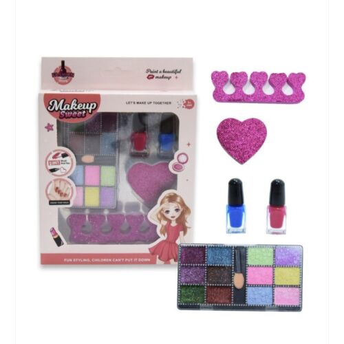 Gyerek sminkkészlet, 2 db körömlakkal és 2 féle palettával, kiegészítőkkel 145176521