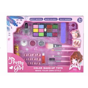 Gyermek sminkkészlet és műköröm építő szett kiegészítőkkel