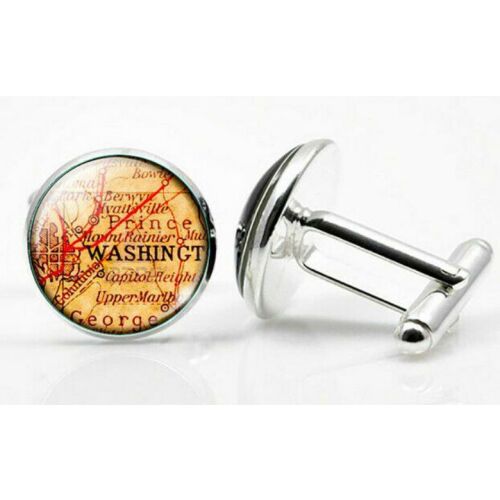 MNG07 - Washington térképes, üveg lapos mandzsettagomb, kézelőgomb 145176736