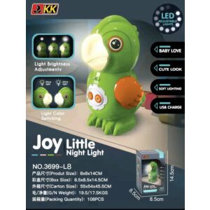 Éjjeli fény gyerekszobába ,Világító csőrű papagáj figura ,megnyugtató hatással van a kicsikre