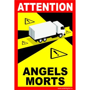 „Angles Morts” (Holttér) matrica kamionra – 17x25 cm, fényvisszaverő fólia, laminált védelemmel 145177329 - Jelölés & Figyelmeztetés