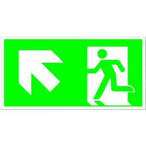 Vészkijárat tábla – Balra felfelé mutató nyíl, 15x30 cm, 1 mm PVC, fotolumineszcens nyomtatás, kétoldalas ragasztóval 145178212 - Jelölés & Figyelmeztetés