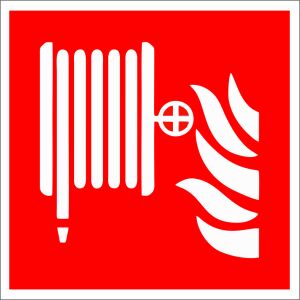 Fényvisszaverő (fotolumineszcens) Tűzoltó Tömlő Jelző Tábla – 15x15 cm, 1 mm PVC, digitális nyomtatás, időjárásálló 145178311 - Jelölés & Figyelmeztetés