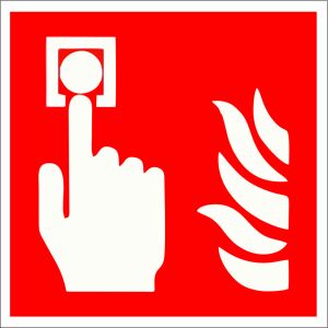 Fotolumineszcens Tűzjelző Riasztógomb Jelző Tábla – 15x15 cm, 1 mm PVC, Digitális Nyomtatás, Időjárásálló 145178313 - Jelölés & Figyelmeztetés