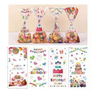 Sütemény zacskó, celofán, Happy Birthday, 12,5× 27cm, 12 db