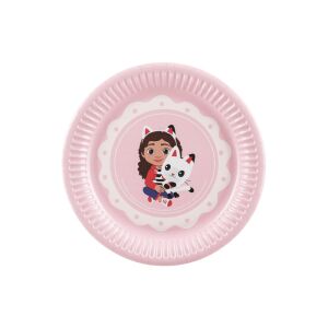 Gabi babaháza papírtányér, rózsaszín, 23 cm,