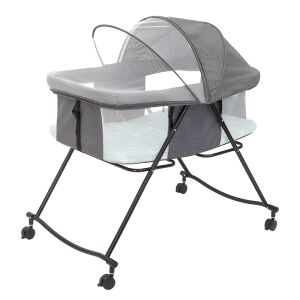 Teno® Összecsukható babaágy, zárrendszer, rovarháló, összecsukható, behúzható kerekek, stabil, kényelmes, könnyen tárolható, szürke színű. 145180854 - Utazóágy és Kiegészítői