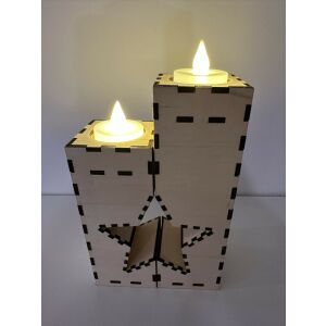 Csillagfény Duo – Kézműves fa mécsestartó LED-del 145182198 - Mécsestartó