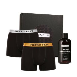 Férfi ajándékkészlet2PACK Metálfényű bokszeralsó és tusfürdő Pietro Filipi (3PBP1) M 145195176 - Pietro Filipi