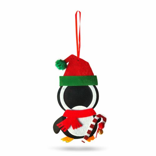 Karácsonyi fénykép dekoráció pingvin fotókeret dísz elszigetelve fehér háttéren