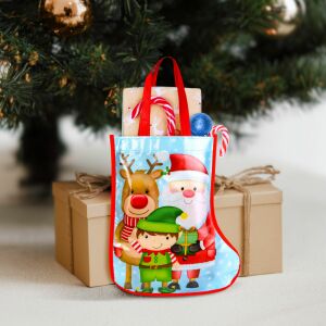 Vianočná darčeková taška – čižma – 33 cm – modrá 145197040 - Darčekové balenie