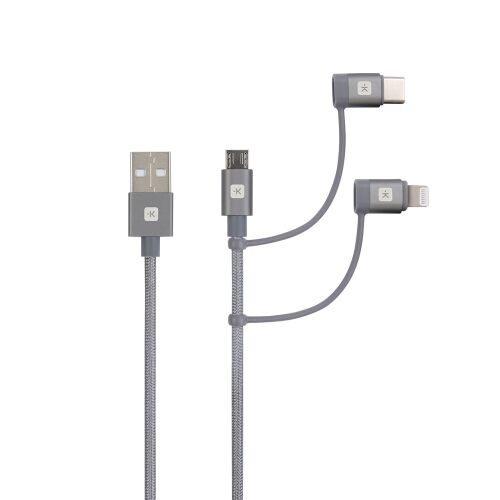 SKROSS Steel Line USB kábel, töltő, szinkron (microUSB, USB-C, lightning) 1,2m 145200982