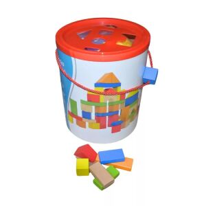 Építőkocka, kerek dobozos (50 db-os, színes) 145209223 - Miniland