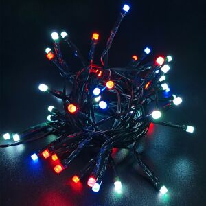 Entac Karácsonyi IP44 50 LED Füzér RGB 5,4m Leszúrható Napelemes Konzollal, IR Távirányítóval (ECL-S50-RGB) 145213087 - Entac