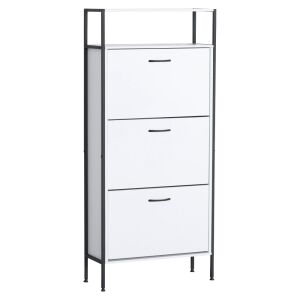 Cipőtároló, 3 soros, fehér, TREDIS