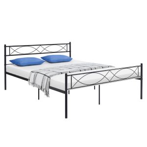 Fém ágy ráccsal, 160x200, fekete, STELVIA