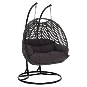 Függő dupla fotel, fekete/szürke/sötétszürke, DAKAN NEW 145217125 - Függőfotel