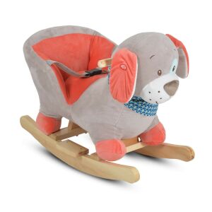 HINTÁZÓ kutyus plüss, zenélő, OLLIE SZÜRKE/PIROS 145217511 - Hintaló, hintázó állatka