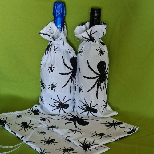 DCS65 - Pók mintás bor és pezsgőtartó textil ajándéktasak, zsák kb. 15x31cm 145220450