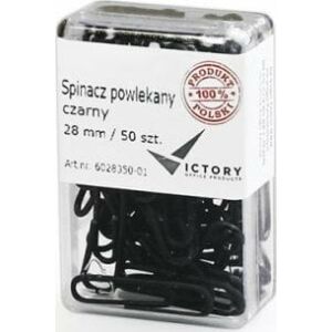 Victory Office Product SPINACZE BIUROWE VICTORY OFFICE 28MM 50 SZT. OKRĄGŁE POWLEKANE CZARNE POJEMNIK PLASTIKOWY