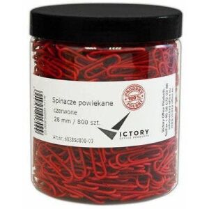 Victory Office Product SPINACZE BIUROWE VICTORY OFFICE 28MM 800 SZT. OKRĄGŁE POWLEKANE CZERWONE SŁOIK DUŻY
