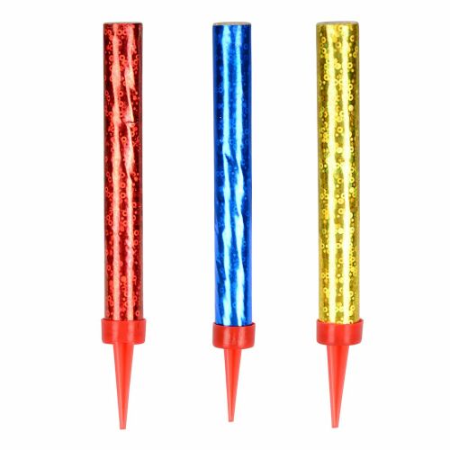 Arpex tortadísz gyertyák, 12 cm, 3 darabos készlet, piros, kék és arany - Születésnapi gyertya és tortadísz