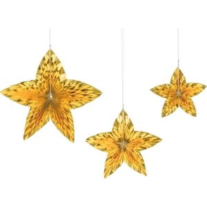 Rozety dekoracyjne Gwiazdy, złoty (1 op. / 3 szt.) 145228000 - Dekoracja świąteczna