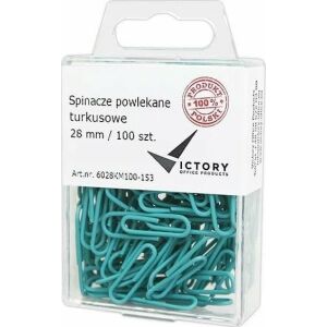 Victory Office Product SPINACZE BIUROWE VICTORY OFFICE 28MM 100 SZT. OKRĄGŁE PASTELOWE TURKUSOWE POJEMNIK PLASTIKOWY ZAWIESZANY