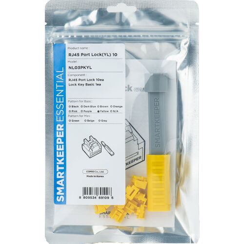 SmartKeeper Alap "RJ45 Port" Blokkoló sárga 10 db+Kulcs 145228973
