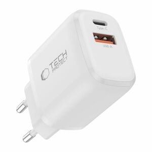 TECH-PROTECT NCA20 2-PORTOS HÁLÓZATI TÖLTŐ PD 20W / QC3.0 + TYPE-C KÁBEL FEHÉR