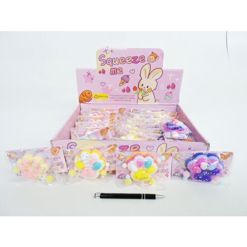 S.CENA Kocia łapka- sensoryczna antystresowa squishy (mochi taba) duża 7x6cm czterokolorowa z kuleczkami (24szt dis)1109 145229933