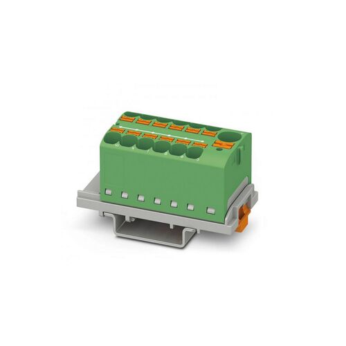 PTFIX elosztóblokk 10/12X4-NS35 GN, zöld ipari csatlakozó - 12 db 4mm2-es csatlakozási pont 145230556