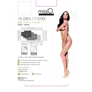 MissO S306 Pończochy samonośne beżowe XXL z pasami, jedwabiste 145231040 - Pończochy damskie