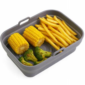 Légfritőzni szilikon tálca | 19,8 cm x 13,1 cm | Többször használható | BPA mentes élelmiszeri szilikon