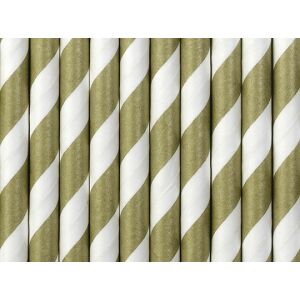 Papírszívószál, arany, 19,5cm (1 csom. / 10 db.)