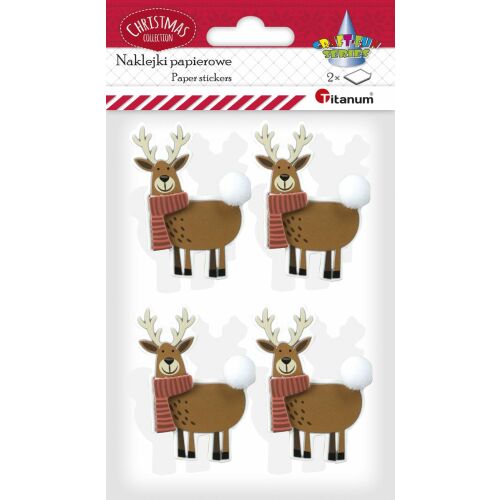 3D rénszarvas papír matricák 8db