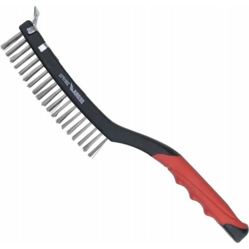 Dedra Háromsoros drótkefe+kaparó,rozsdamentes,260mm,kétanyag markolat 145232257