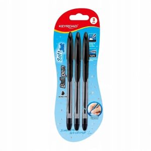 KEYROAD Ball Pen Soft Jet, puha foganty, 0,7mm, 3 db, blister, fekete 145232302 - Toll & Ceruza