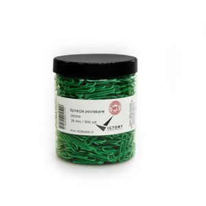 Victory Office Product SPINACZE BIUROWE VICTORY OFFICE 28MM 800 SZT. OKRĄGŁE POWLEKANE ZIELONE SŁOIK DUŻY 145234133 - Gemkapocs