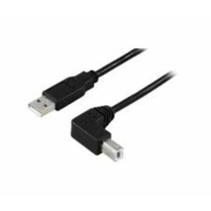 MicroConnect USB-A 2.0 to USB-B 90 fokos 10 m F-M USB B férfi sarokkábel Hi-Speed 145234351 - Adatkábel