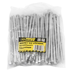 Șurub pentru lemn cu cap hexagonal, zincat 82501 12*380MM 145235216 - Fixator